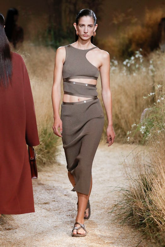 A model walks the runway during the Hermes Ready to Wear Spring/Summer 2024 fashion show as part of ...
