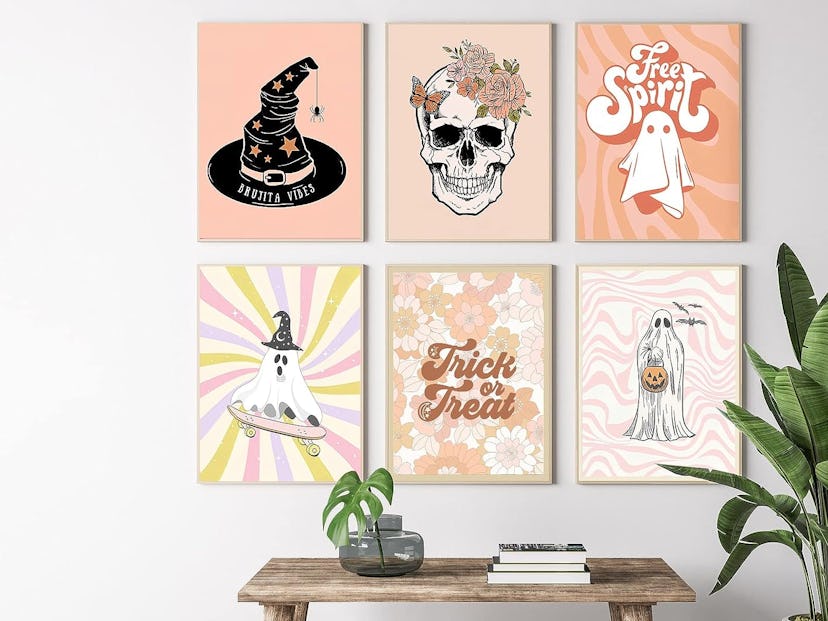 JINNAZY 6-Piece Aesthetic Boho Halloween Wall Art Prints Set