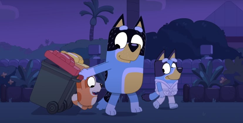 A still from Bin Night, in a list of bluey episodes about school.