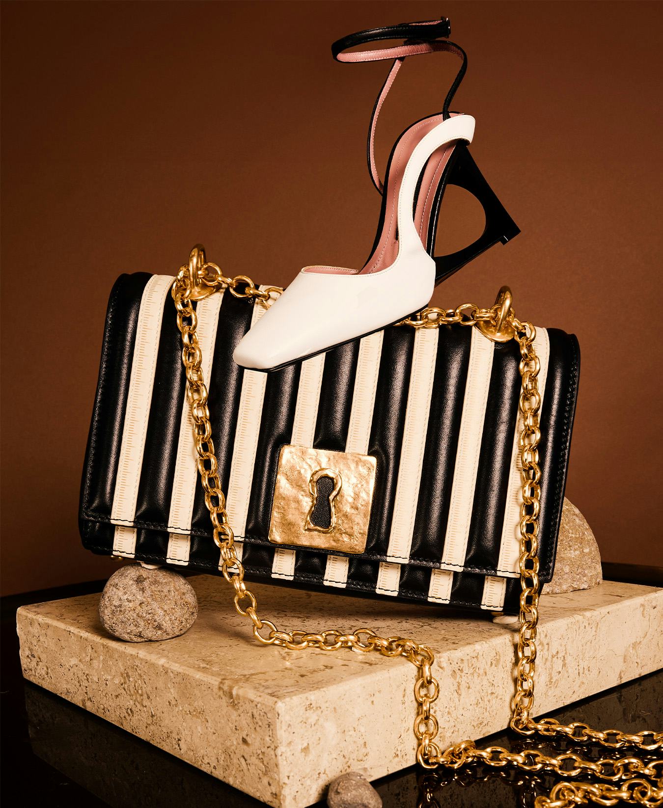 Black and white shoe and bag trends for fall 2023.