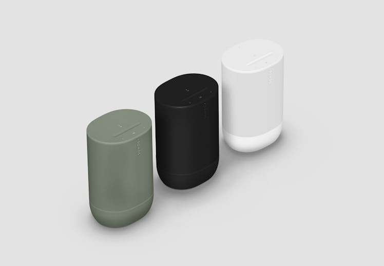 Sonos Move 2 portable Bluetooth and Wi-Fi speaker in olive, black, and white colorways