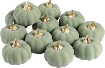 Whaline 12-Piece Artificial Vintage Green Pumpkins