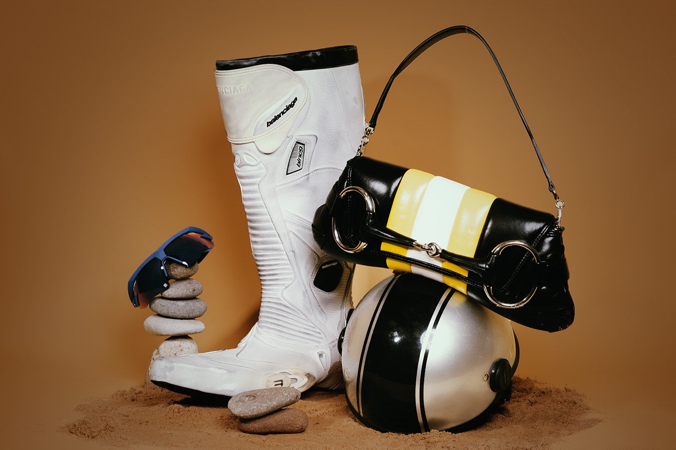 Moto-themed shoe and bag trends for fall 2023.