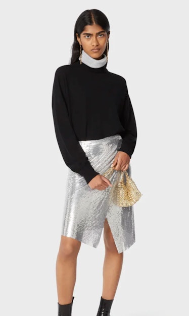 mesh wrap silver skirt
