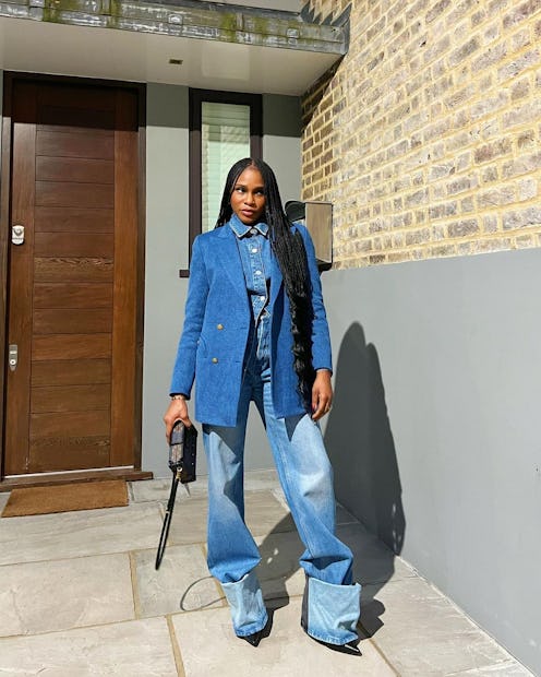 denim on denim outfit