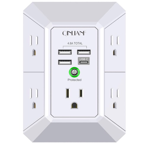 QINLIANF 5-Outlet Extender with 4 USB Charging Ports