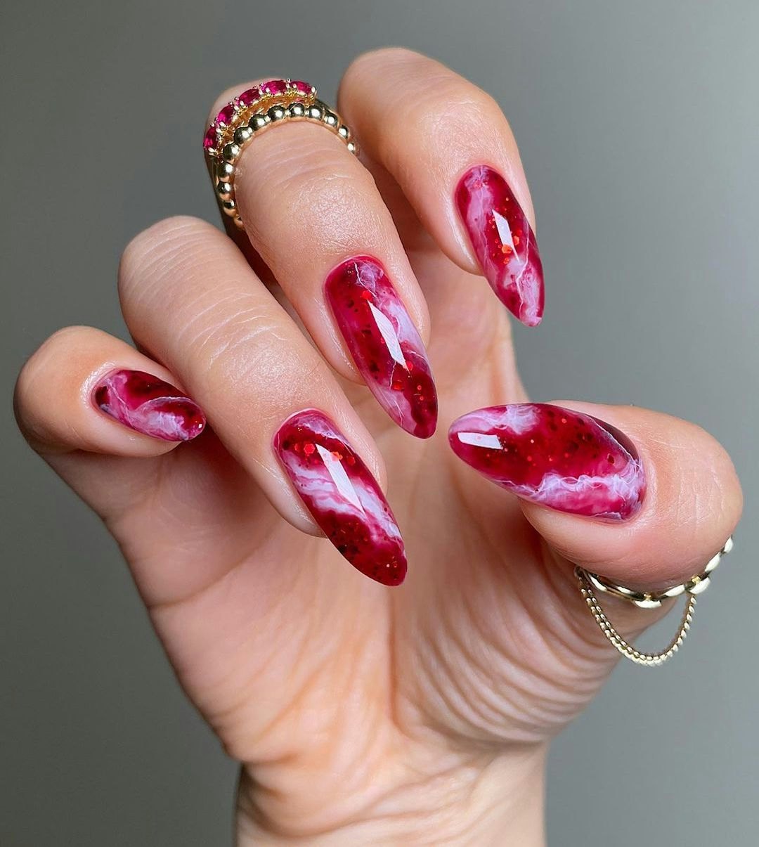 Red Nails/Flower/Nail Art/Nails | Maria G.'s Photo | Beautylish | Red nail  art designs, Red nail art, Flower nails