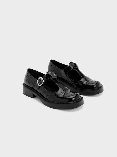 Charles and Keith Brogue Leather T-Bar Mary Janes 