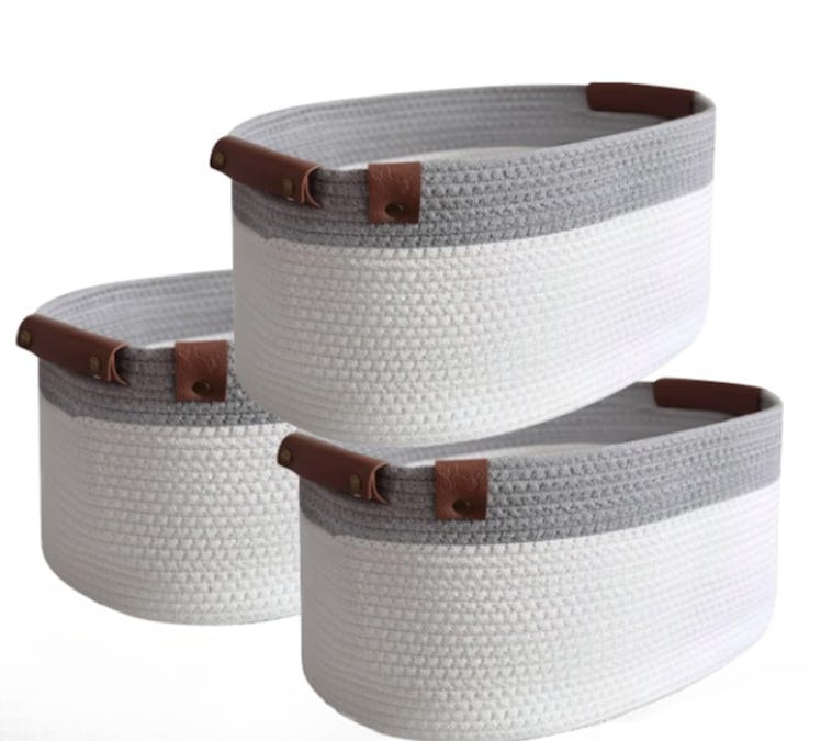 CHAT BLANC Cotton Rope Basket (Set of 3) 
