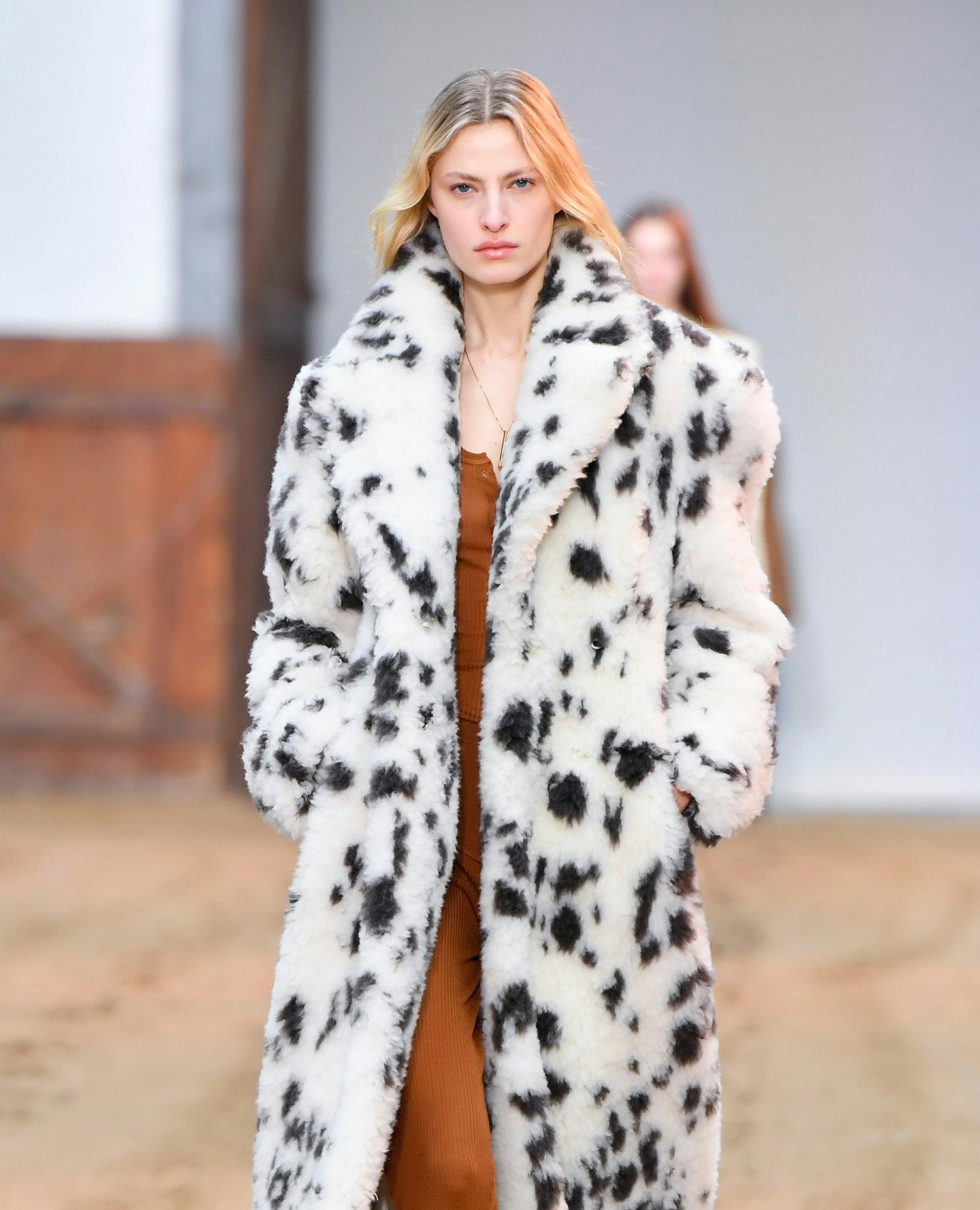 Dalmation print hot sale fur coat