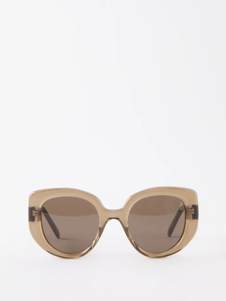 Oversized Round Cat-Eye Acetate Sunglasses