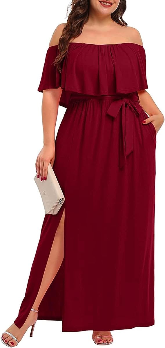 Pinup Fashion Off-The-Shoulder Maxi Dress
