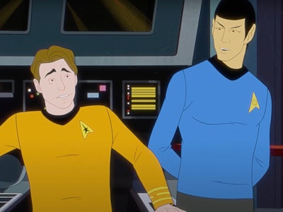 Captain Kirk (Pete Holmes) and Mr. Spock (Ethan Peck) in 'Very Short Treks.'