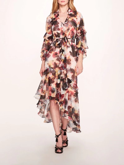Fall maxi dress from Marchesa, perfect for family fall photo outfits