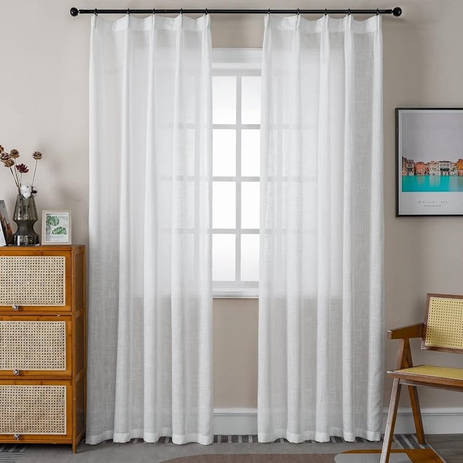 Ftinala Sheer Faux Linen Curtains