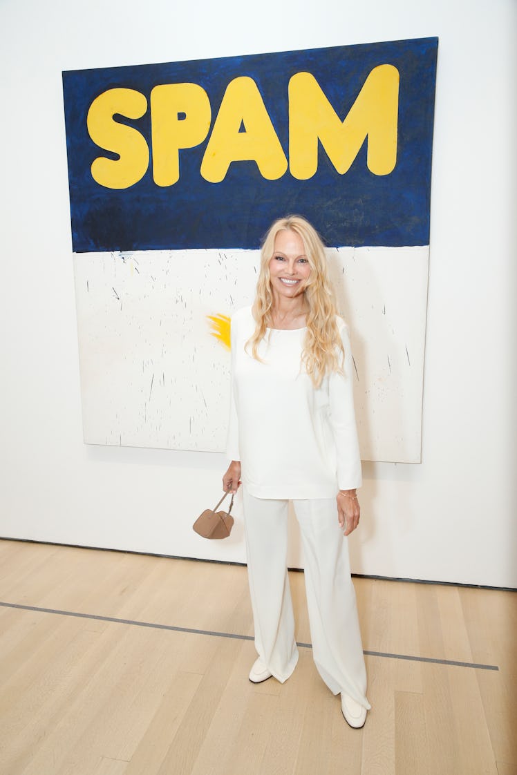 Pamela Anderson attends the MoMA Exhibition Opening Reception: "ED RUSCHA / NOW THEN" at Museum of M...