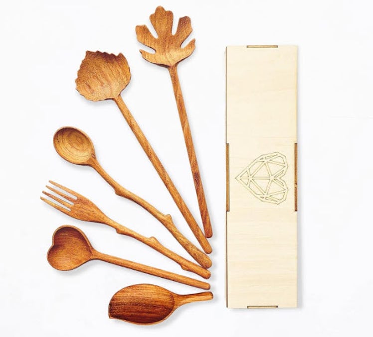 Bobby Creativity Natural Wooden Spoons and Forks Set (Set of 6)