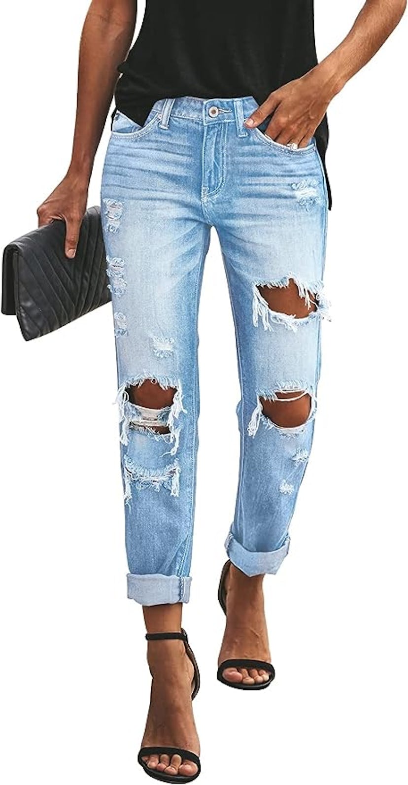 KUNMI Ripped Boyfriend Jeans