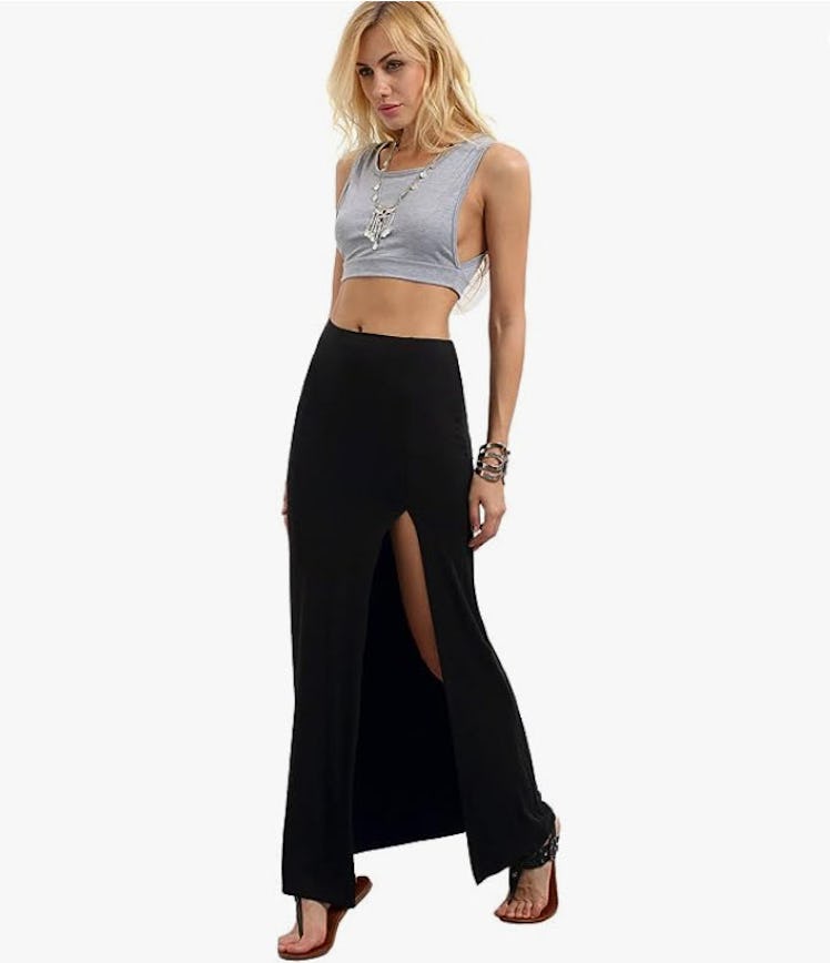 Verdusa High Waist Side Split Maxi Skirt