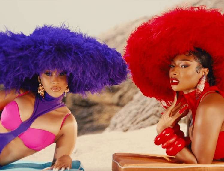 Cardi B and Megan Thee Stallion in the "Bongos" Video.
