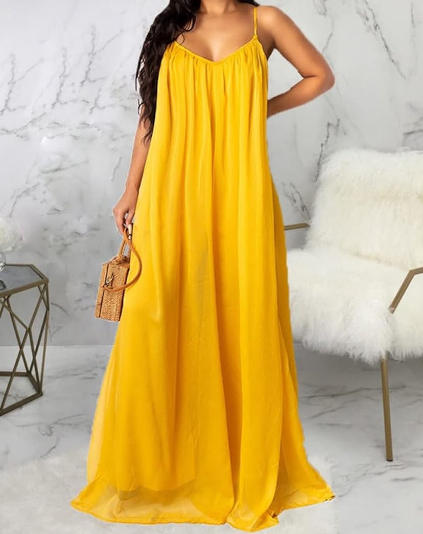 JTNFairy Flowy Spaghetti Strap Maxi Dress