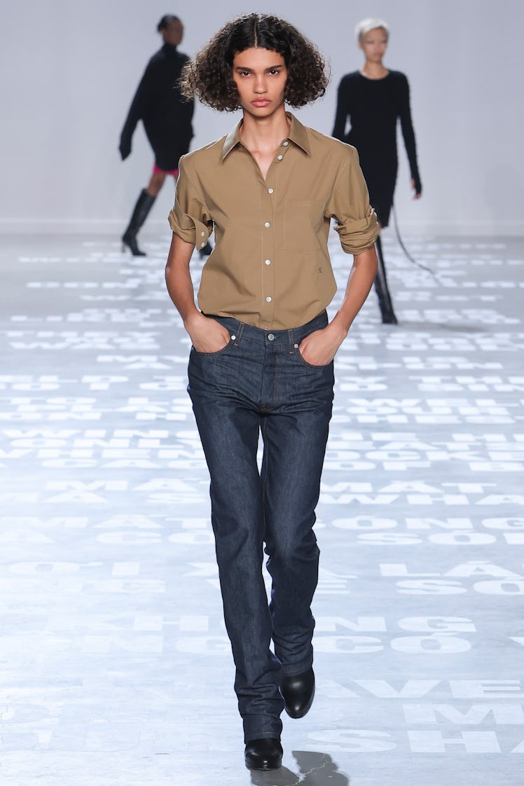Model on the runway at the Helmut Lang Spring 2024 Ready To Wear Fashion Show at Skylight at Essex C...