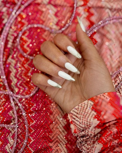 beyonce silver french manicure