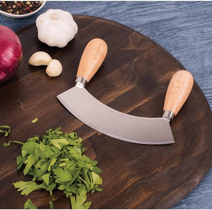 HIC Kitchen Mezzaluna Rocking Knife