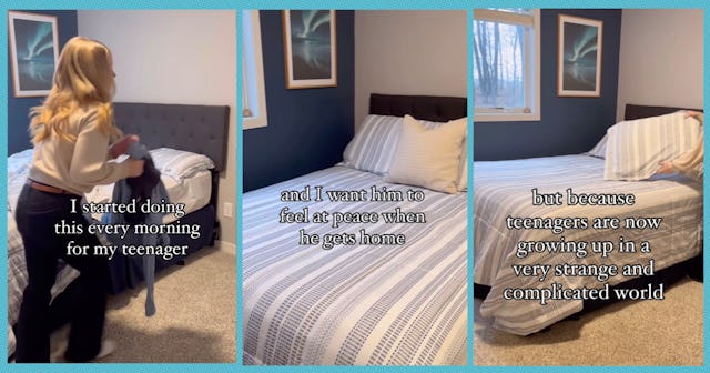 A mom is getting criticized on the internet for revealing she tidies up her teenage son's room every...