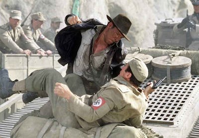 Indiana Jones punching a Nazi