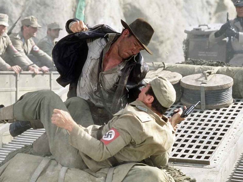 Indiana Jones punching a Nazi