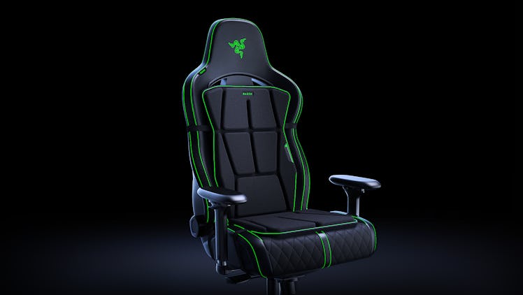 The Project Esther cushion on a gamer chair with 16 haptic actuators announced at CES 2024