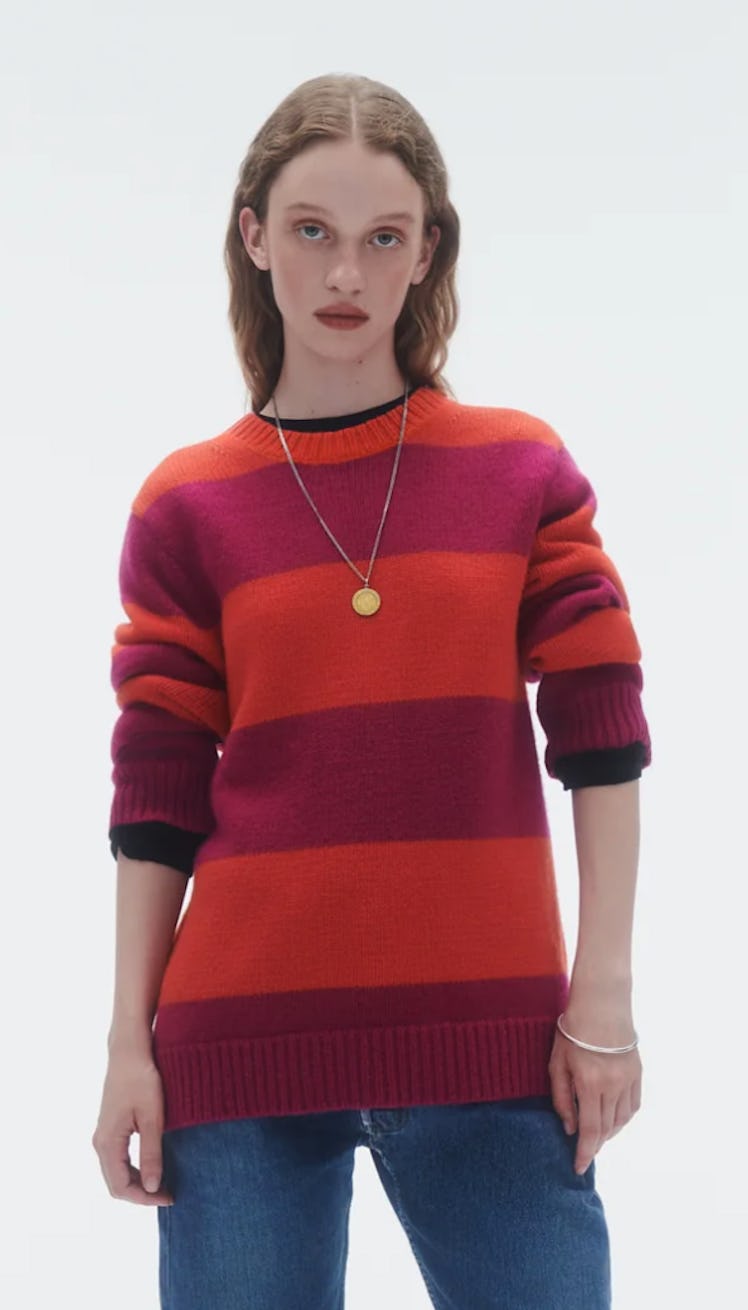 multicolor magenta and cherry cashmere sweater