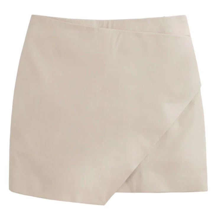 beige wrap mini skirt