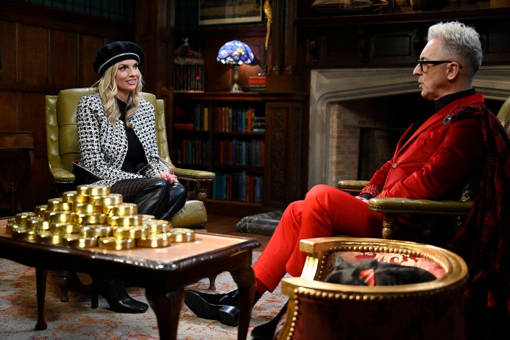 Trishelle Cannatella and Alan Cumming on &lsquo;The Traitors.&rsquo; Photo via Peacock