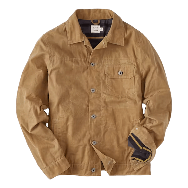 Flint And Tinder Flannel-Lined Waxed Trucker Jacket