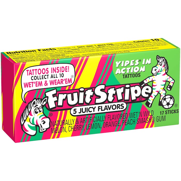 A pack of Fruit Stripe gum; Fruit Stripe gum has been discontinued after more than 50 years.