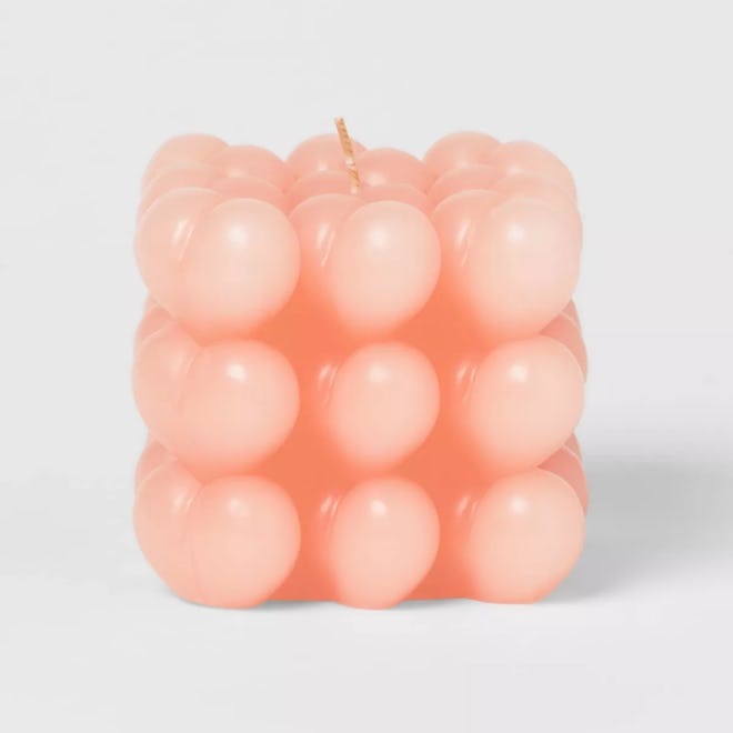 15oz Heart Bubble Figural Candle Casual Pink