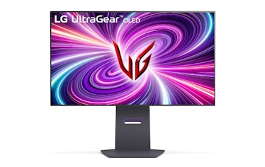 A bright LG monitor with slim bezels and a stand.