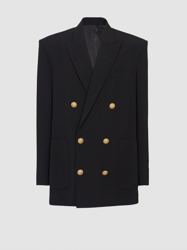 Crepe Jacket With Double-Breasted Button Fastening