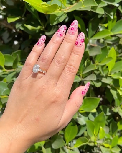 Lana Condor Valentine's Day floral nails