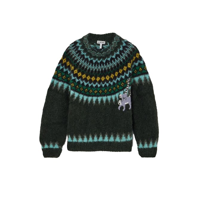 Loewe Suna Fujita Fair Isle Embroidered Mohair-blend Sweater
