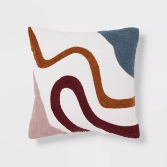 Luxe Square Woven Geo Swirl Decorative Pillow
