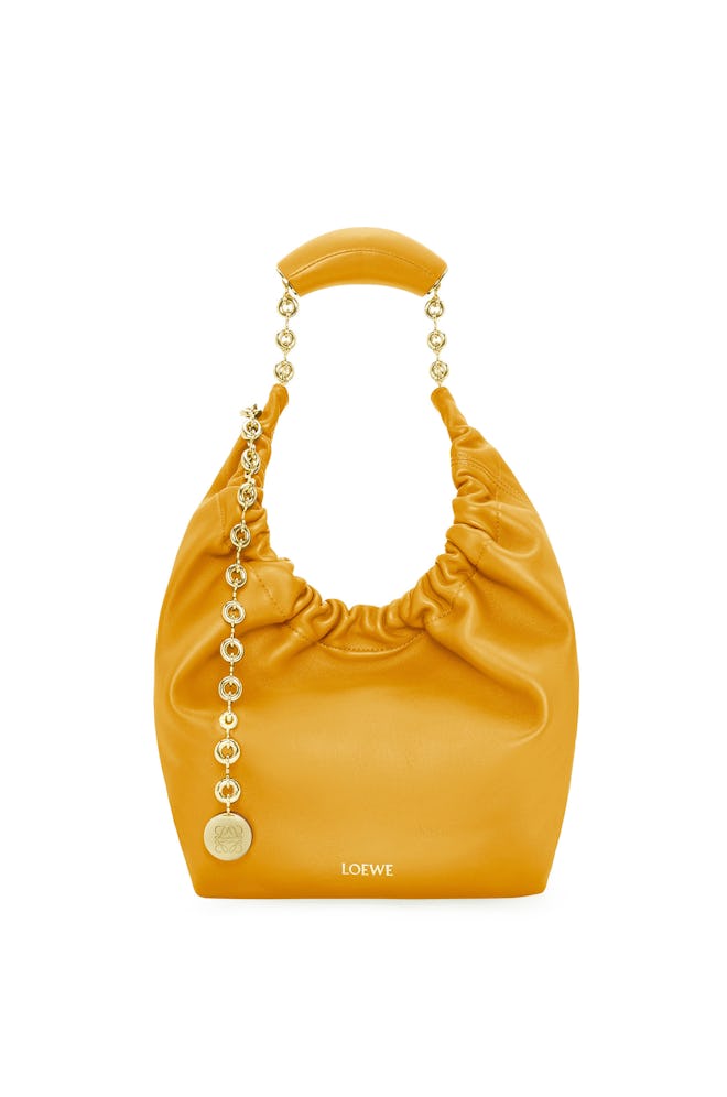Small Squeeze Chain Leather Hobo Bag
