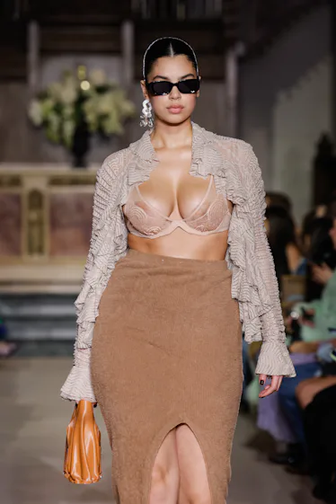 A model walks the runway during the Ester Manas Womenswear Fall Winter 2023-2024 show at the America...