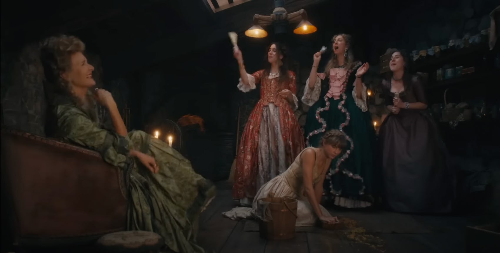 Laura Dern, HAIM, and Taylor Swift in the “Bejeweled” video