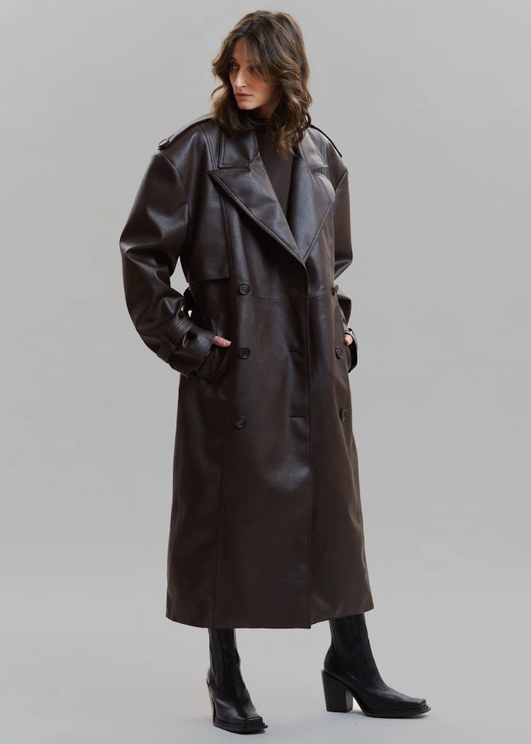 Diana Faux Leather Trench Coat