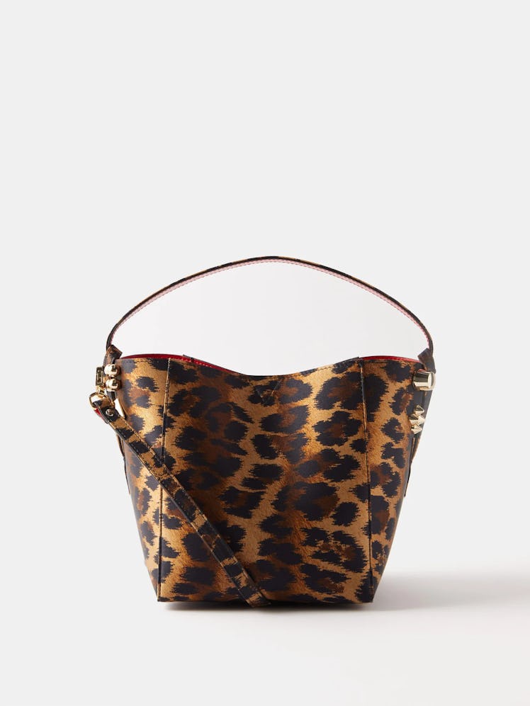 Cabachic Mini Leopard-Print Leather Cross-Body Bag