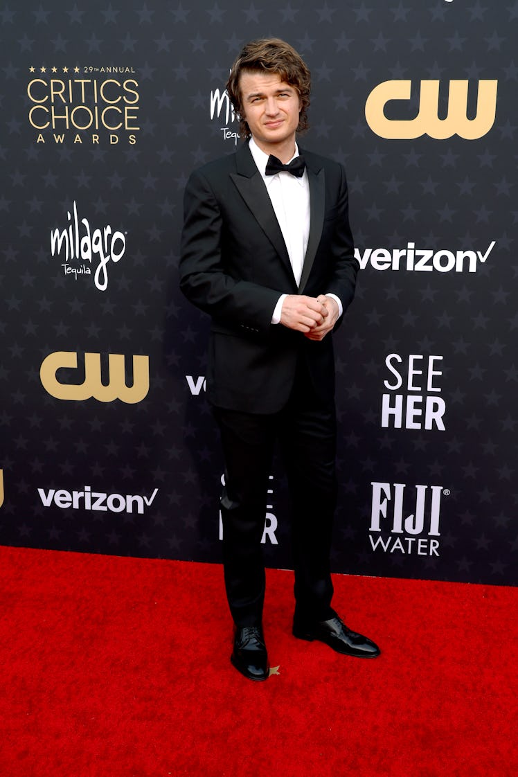 Joe Keery attends the 29th Annual Critics Choice Awards at Barker Hangar on January 14, 2024 in Sant...