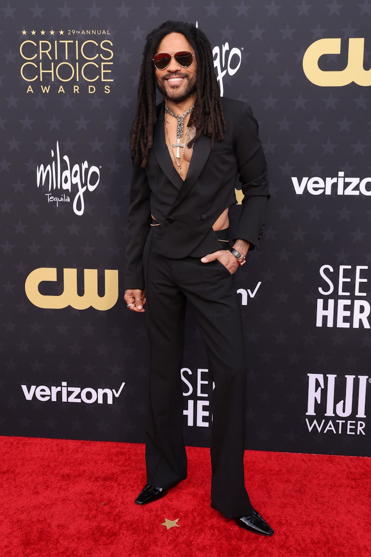  Lenny Kravitz attends the 29th Annual Critics Choice Awards at Barker Hangar on January 14, 2024 in...